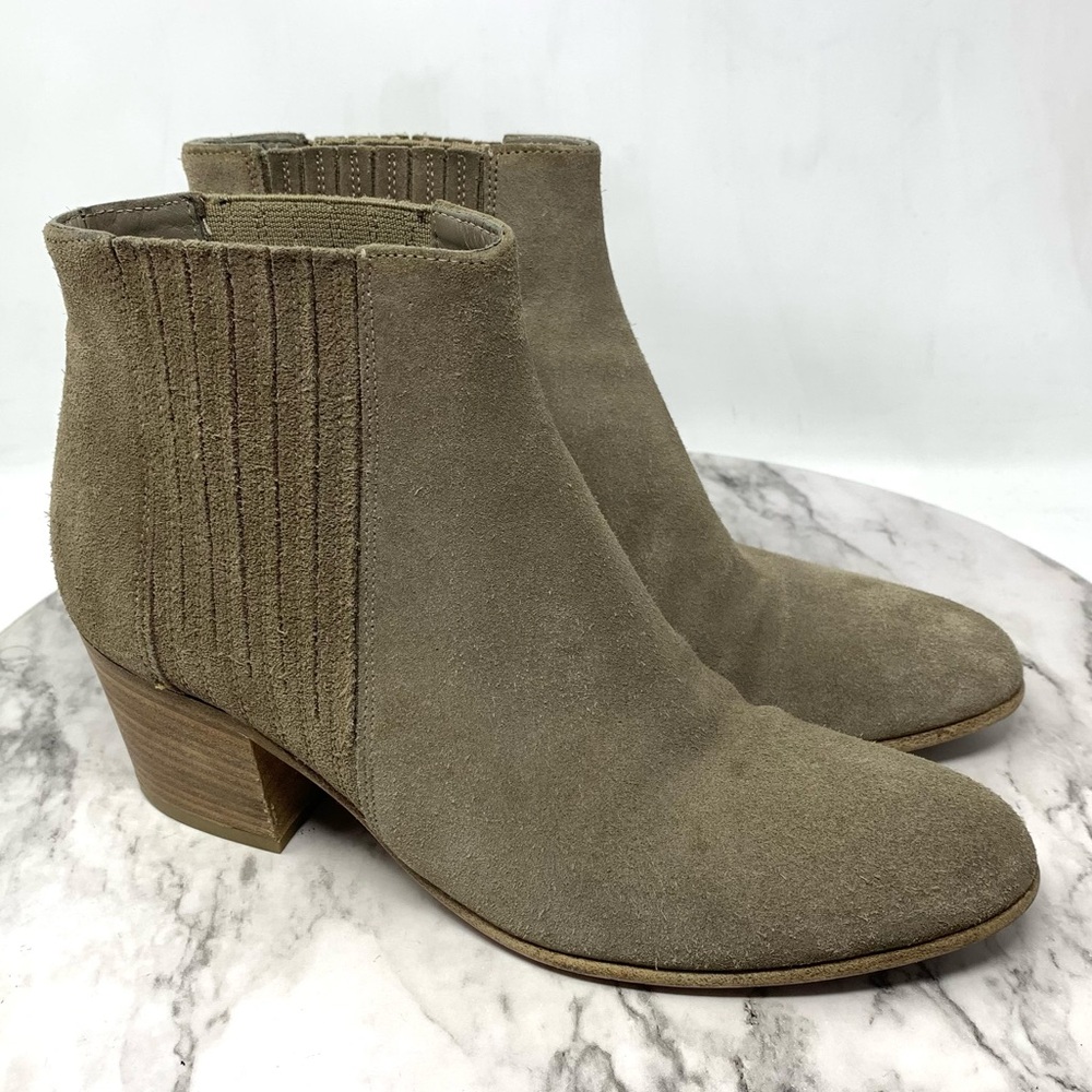 Vince Haider Taupe Suede Chelsea Booties 6.5 Italy Minimalist Classic Neutral